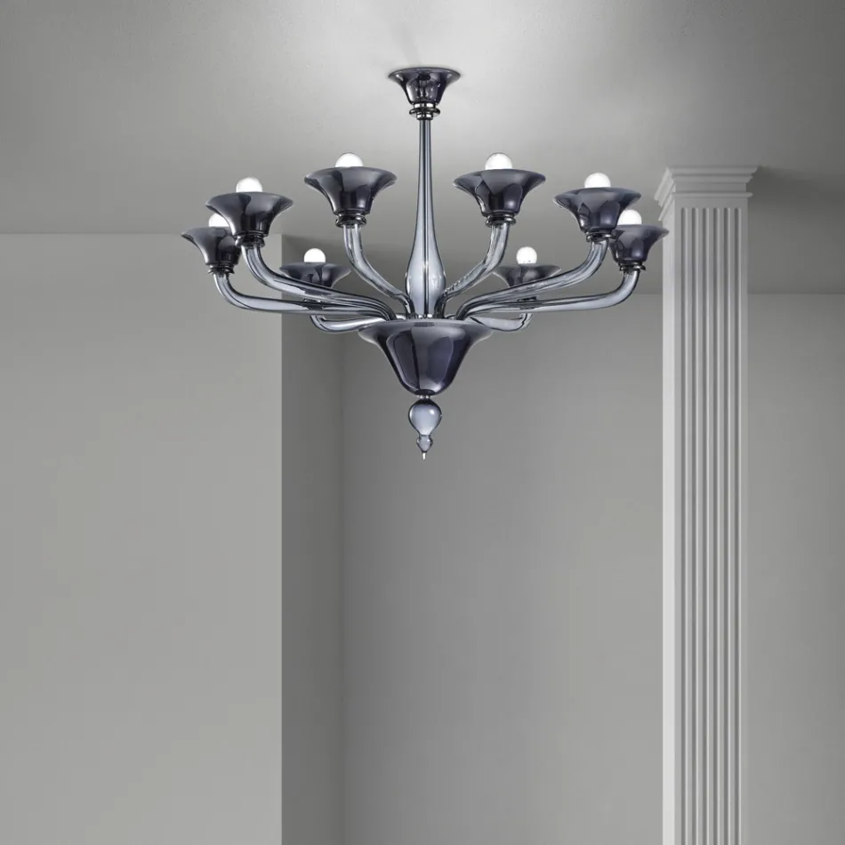 Lustre en verre vénitien 8 lumières Made in Italy - Ismail Viadurini