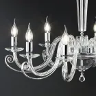 Lustre classique à 8 lumières en verre et cristal artisanal italien - Malaisie Viadurini