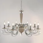 Lustre classique à 8 lumières en verre et cristal artisanal italien - Malaisie Viadurini