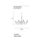 Lustre classique à 8 lumières en verre et cristal artisanal italien - Malaisie Viadurini