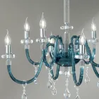 Lustre 8 Lumières Classique Italienne En Verre Fabriqué À La Main Sarcelle - Similo Viadurini