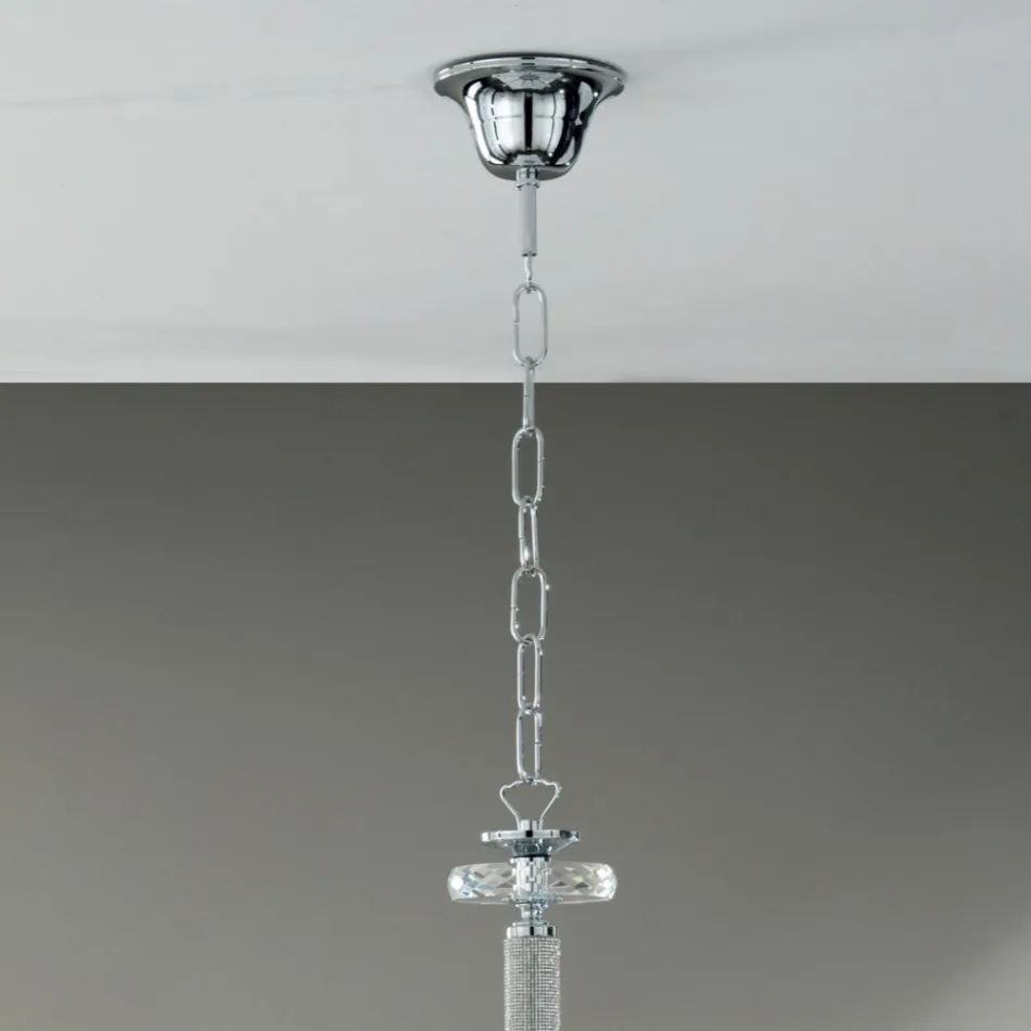 Lustre 8 Lumières Classique Italienne En Verre Fabriqué À La Main Sarcelle - Similo Viadurini