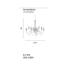 Lustre 8 Lumières Classique Italienne En Verre Fabriqué À La Main Sarcelle - Similo Viadurini