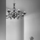 Lustre 8 Lumières en Verre de Venise et Métal Made in Italy - Foscarino Viadurini
