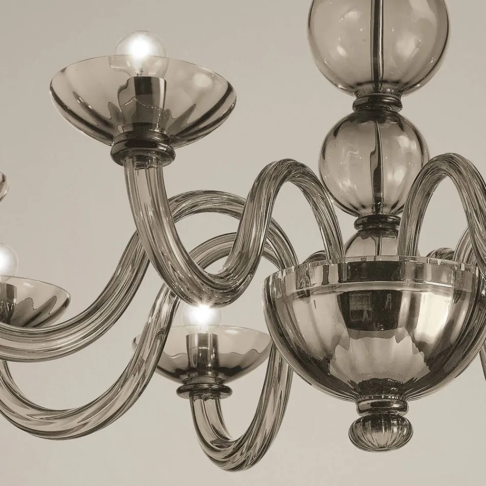 Lustre 8 Lumières en Verre de Venise et Métal Made in Italy - Foscarino Viadurini