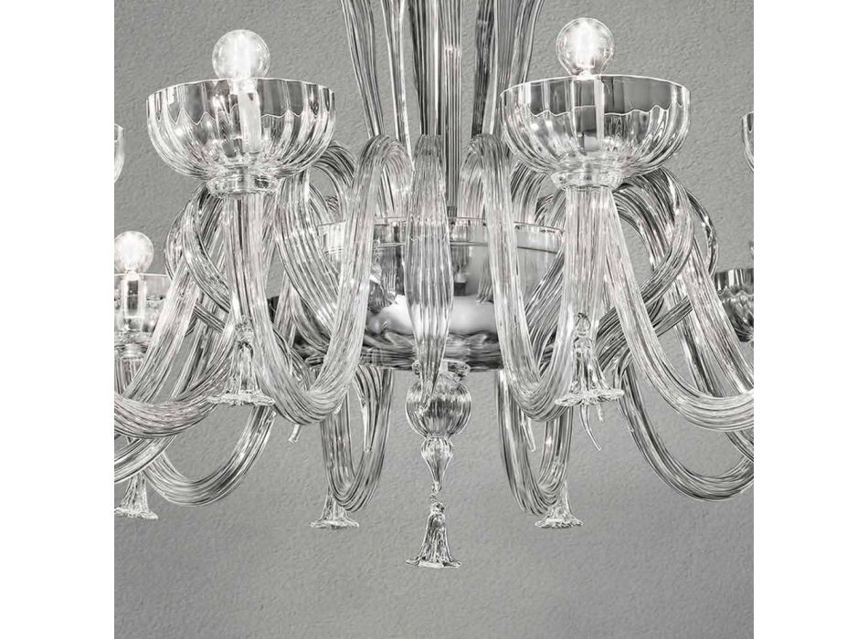 Lustre en verre vénitien fait main à 12 lumières, fabriqué en Italie - Regina Viadurini