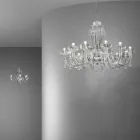 Lustre en verre vénitien fait main à 12 lumières, fabriqué en Italie - Regina Viadurini