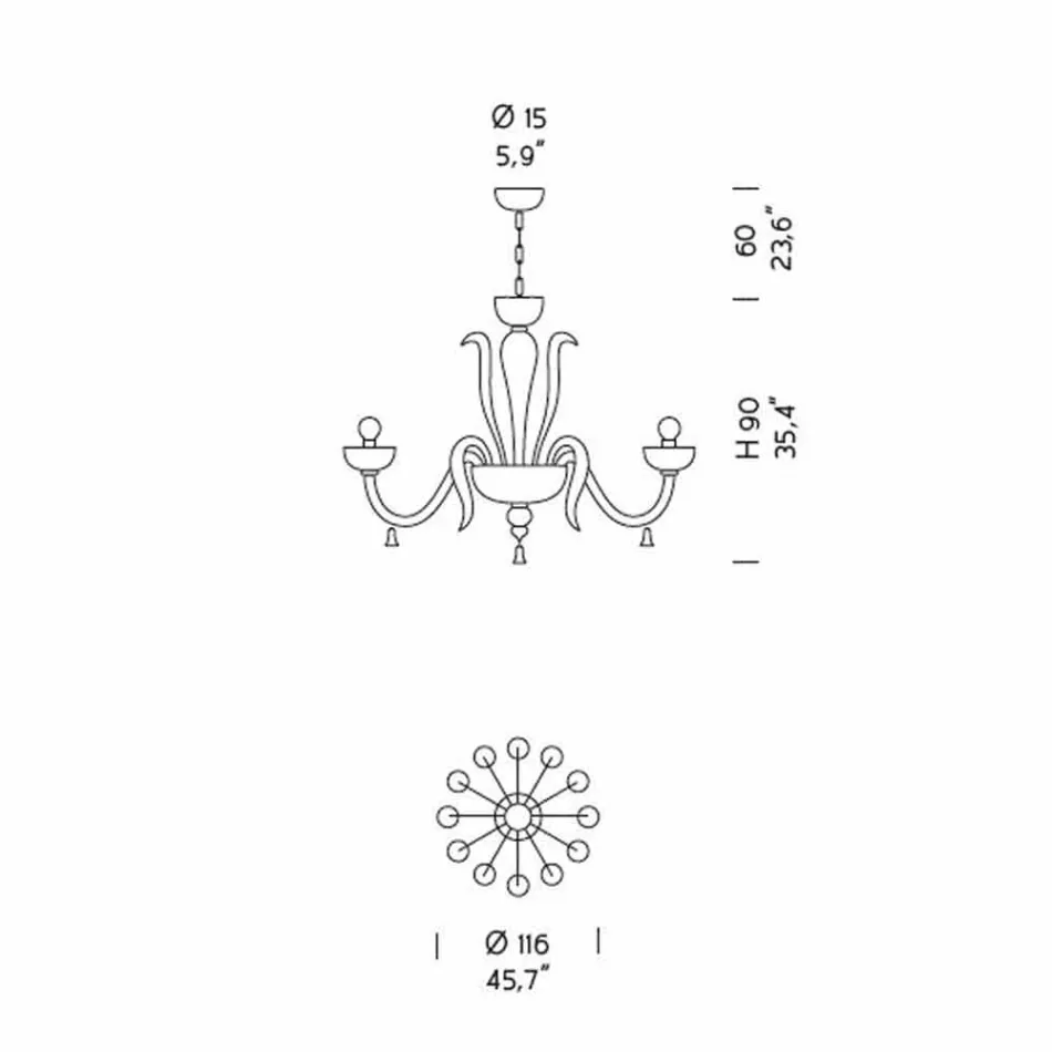 Lustre en verre vénitien fait main à 12 lumières, fabriqué en Italie - Regina Viadurini