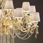 Lustre avec 16 lumières fait à la main en verre de Venise, fabriqué en Italie - Milagros Viadurini