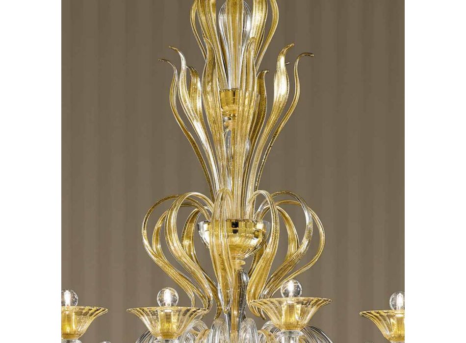 Lustre en verre vénitien fait main à 16 lumières, fabriqué en Italie - Agustina Viadurini