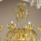 Lustre 16 lumières en verre vénitien et or, fait à la main en Italie - Regina Viadurini