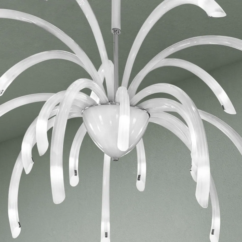 Lustre en verre vénitien à 21 lumières fait à la main en Italie - Jason Viadurini