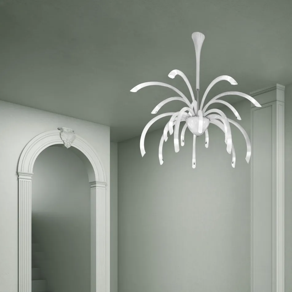 Lustre en verre vénitien à 21 lumières fait à la main en Italie - Jason Viadurini