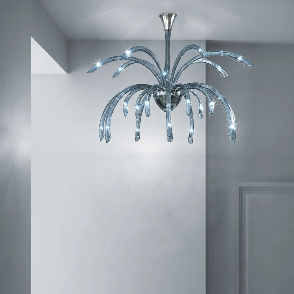 Lustre en verre vénitien à 21 lumières fait à la main en Italie - Jason Viadurini