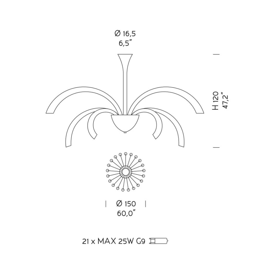 Lustre en verre vénitien à 21 lumières fait à la main en Italie - Jason Viadurini