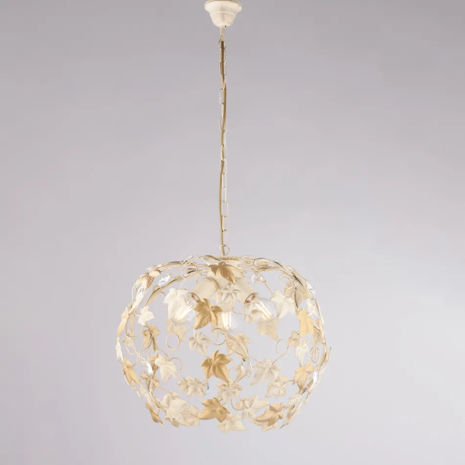 Lustre à trois lumières en métal et cristal pour le salon – Orchidea Viadurini