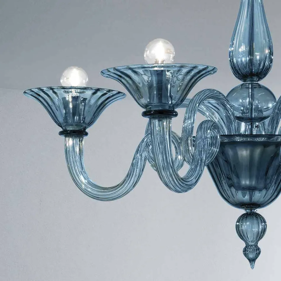 Lustre en verre artisanal à 5 lumières de Venise, fabriqué en Italie - Margherita Viadurini