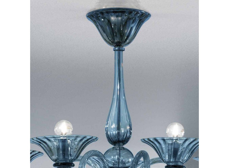Lustre en verre artisanal à 5 lumières de Venise, fabriqué en Italie - Margherita Viadurini