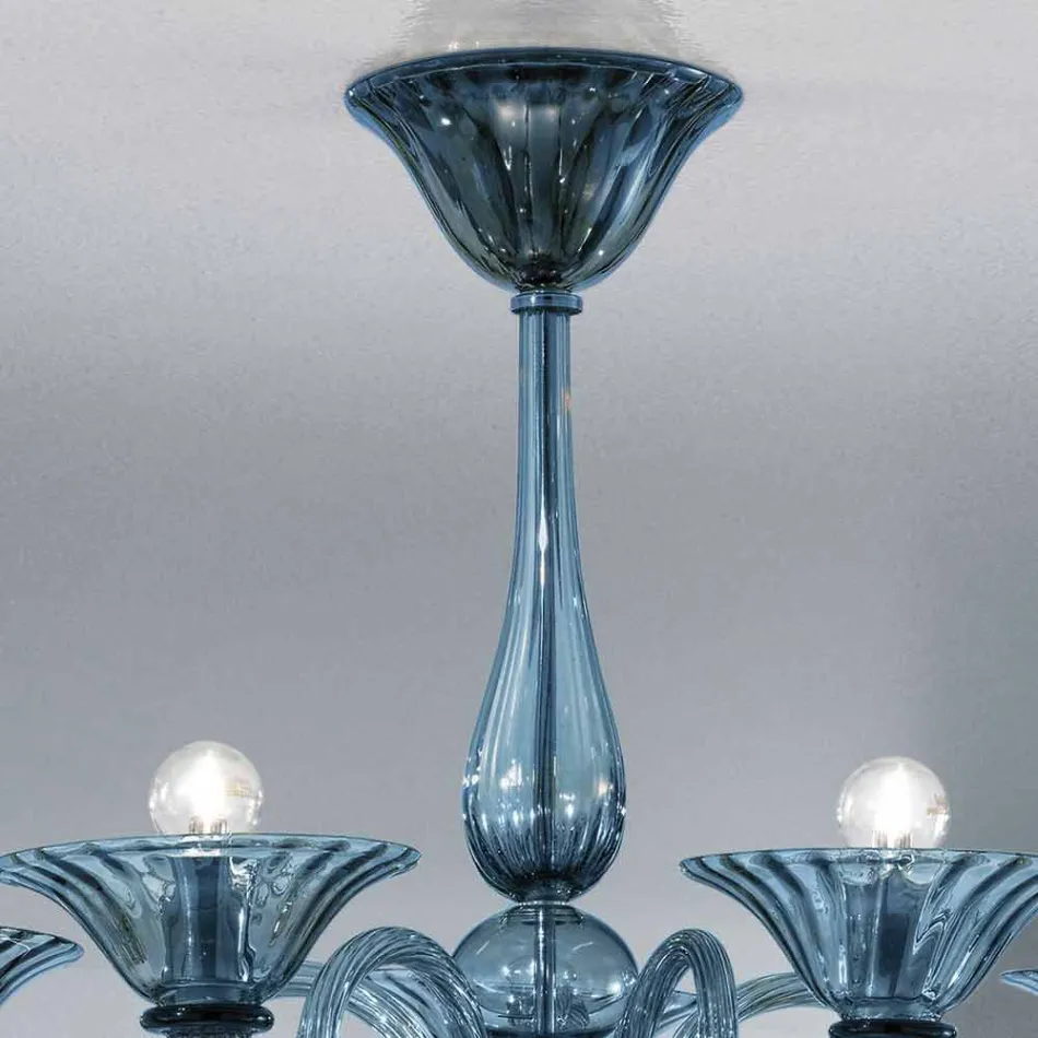 Lustre en verre artisanal à 5 lumières de Venise, fabriqué en Italie - Margherita Viadurini