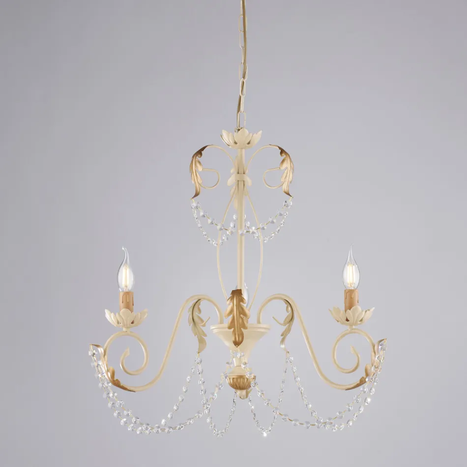 Lustre à 5 lumières en métal et cristal pour un éclairage spectaculaire – Perla Viadurini