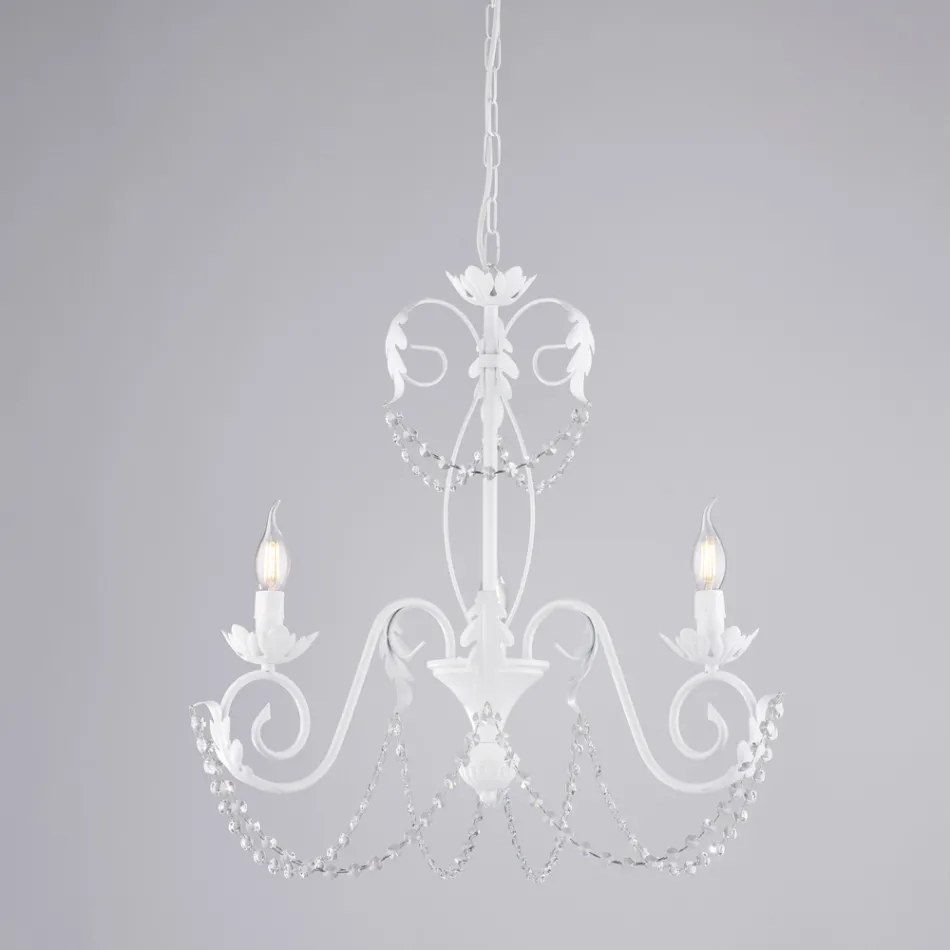 Lustre à 5 lumières en métal et cristal pour un éclairage spectaculaire – Perla Viadurini