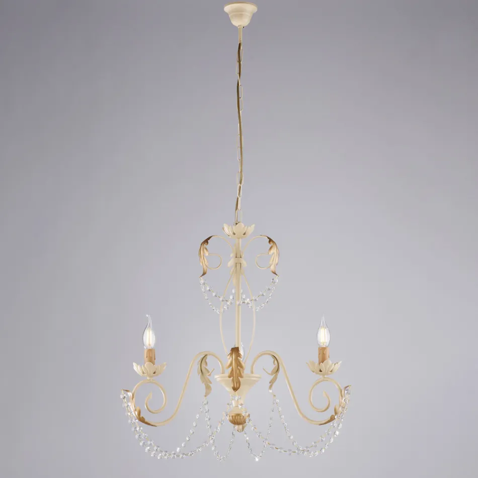 Lustre à 5 lumières en métal et cristal pour un éclairage spectaculaire – Perla Viadurini