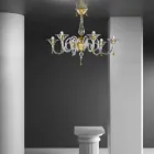 Lustre en verre vénitien fait main à 6 lumières, fabriqué en Italie - Margherita Viadurini