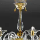 Lustre en verre vénitien fait main à 6 lumières, fabriqué en Italie - Margherita Viadurini