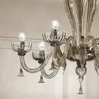 Lustre en verre vénitien à 6 lumières, fait à la main en Italie - Regina Viadurini