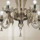 Lustre en verre vénitien à 6 lumières, fait à la main en Italie - Regina Viadurini
