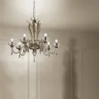 Lustre en verre vénitien à 6 lumières, fait à la main en Italie - Regina Viadurini