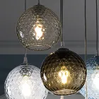 Lustre 7 Lumières en Verre de Venise Soufflé à la Main - Bulles Balloton Viadurini