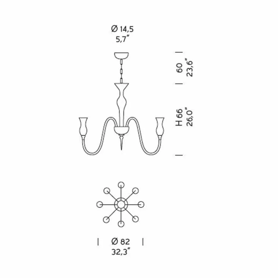 Lustre Artisan à 8 Lumières en Verre Vénitien Fumé Fabriqué en Italie - Vittoria Viadurini