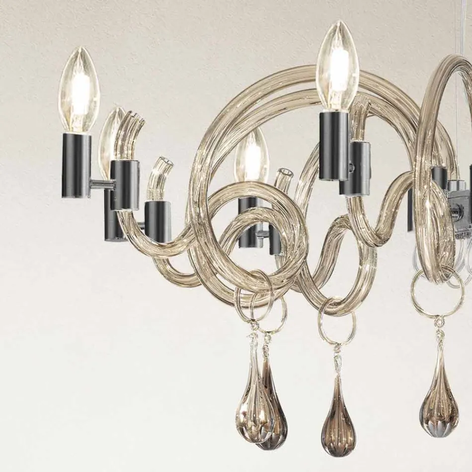 Lustre en verre de Venise fait à la main à 9 lumières fabriqué en Italie - Bernadette Viadurini