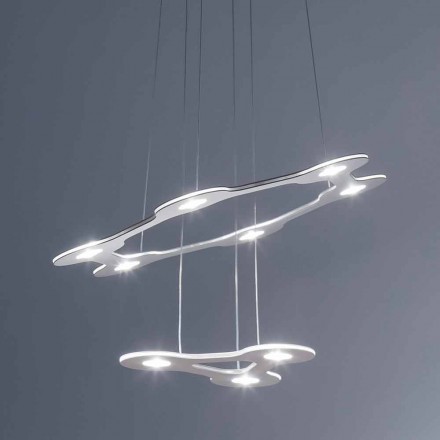 Lustre 9 Lumières en Aluminium Peint Finement Fabriqué en Italie - Flash Viadurini