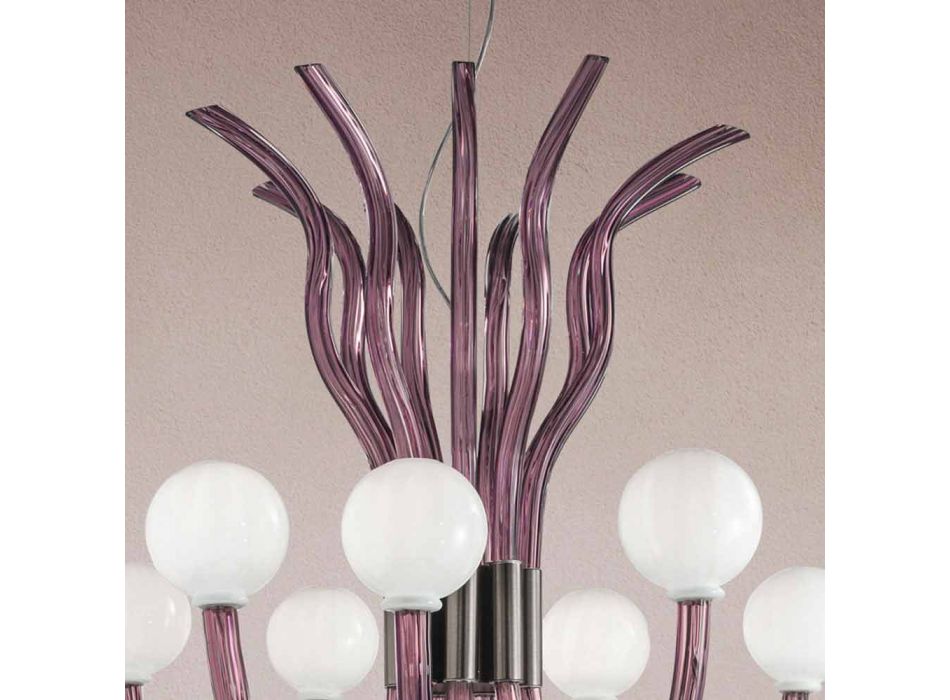 Lustre en verre vénitien améthyste à 9 lumières fabriqué en Italie - Antonietta Viadurini