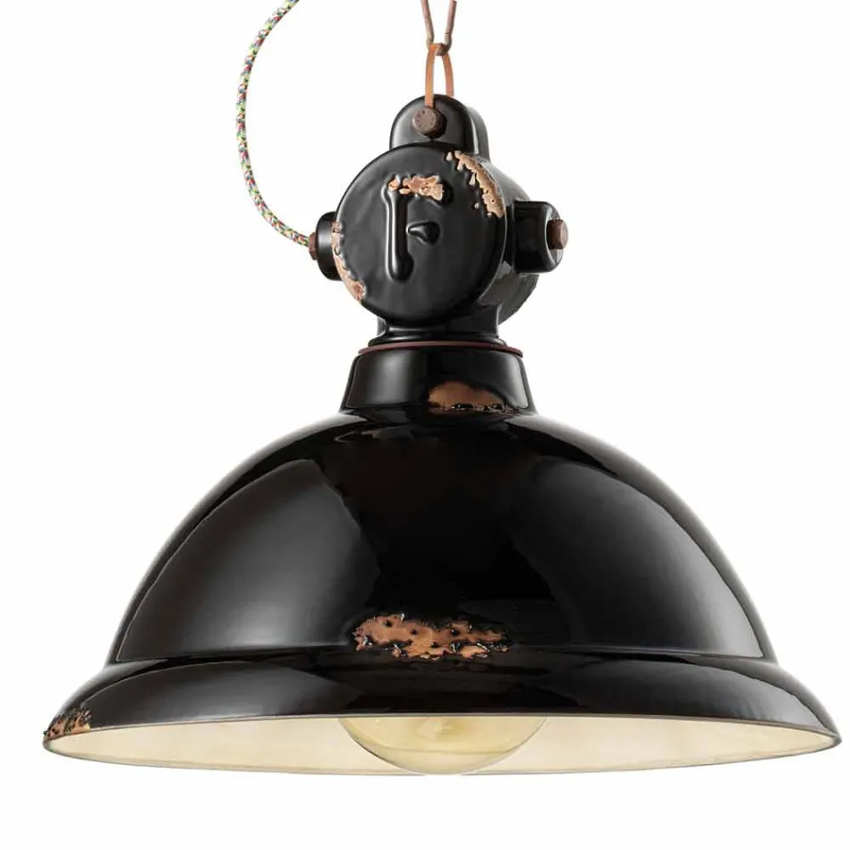 Lustre cloche en céramique vintage et métal Angela Ferroluce Viadurini