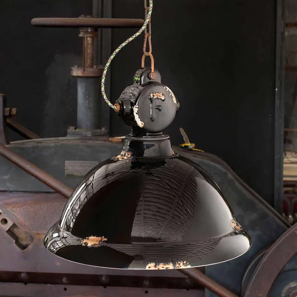 Lustre cloche en céramique vintage et métal Angela Ferroluce Viadurini