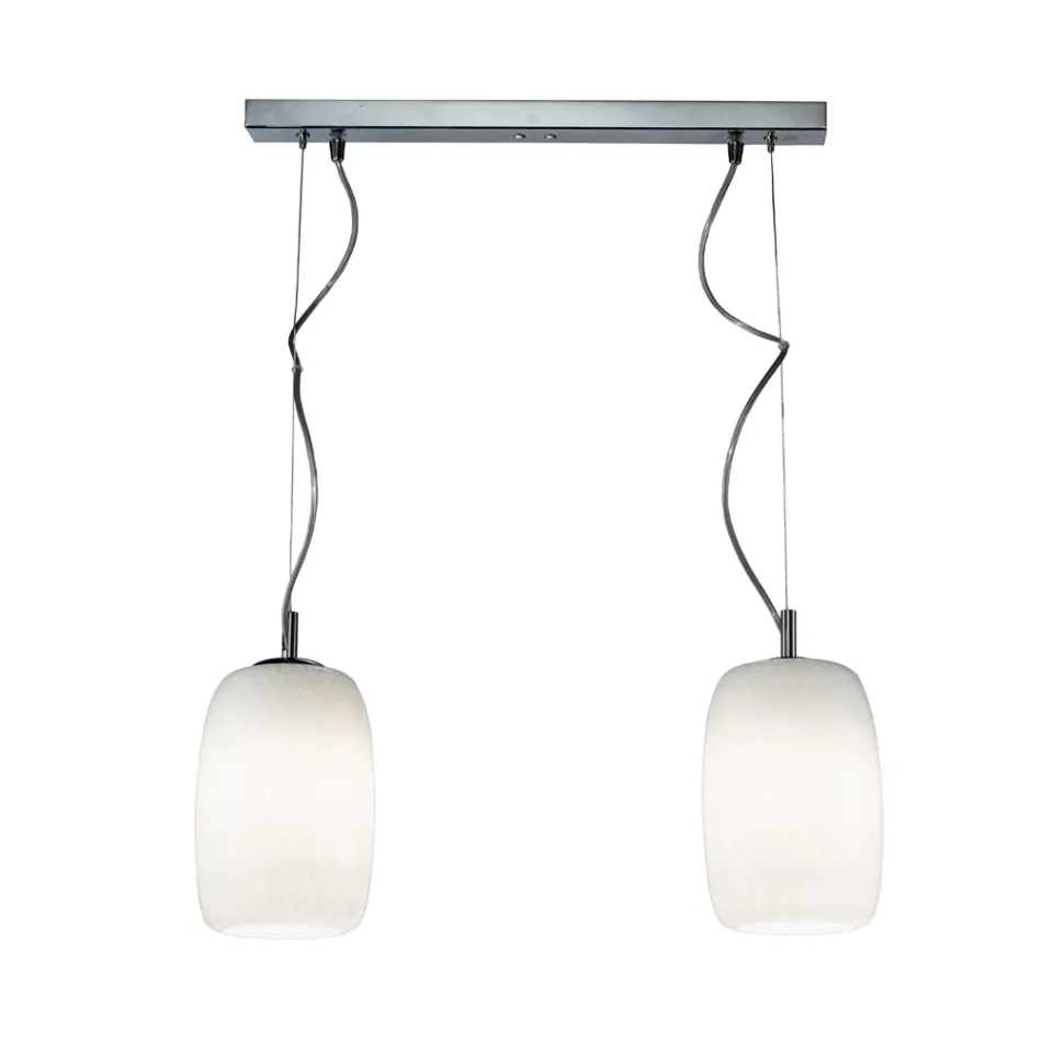 Lustre en verre soufflé à la main à deux ou trois lumières, fabriqué en Italie - Sibilla Viadurini