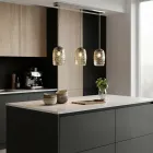 Lustre en verre soufflé à la main à deux ou trois lumières, fabriqué en Italie - Sibilla Viadurini