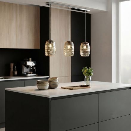 Lustre en verre soufflé à la main à deux ou trois lumières, fabriqué en Italie - Sibilla Viadurini