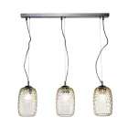 Lustre en verre soufflé à la main à deux ou trois lumières, fabriqué en Italie - Sibilla Viadurini