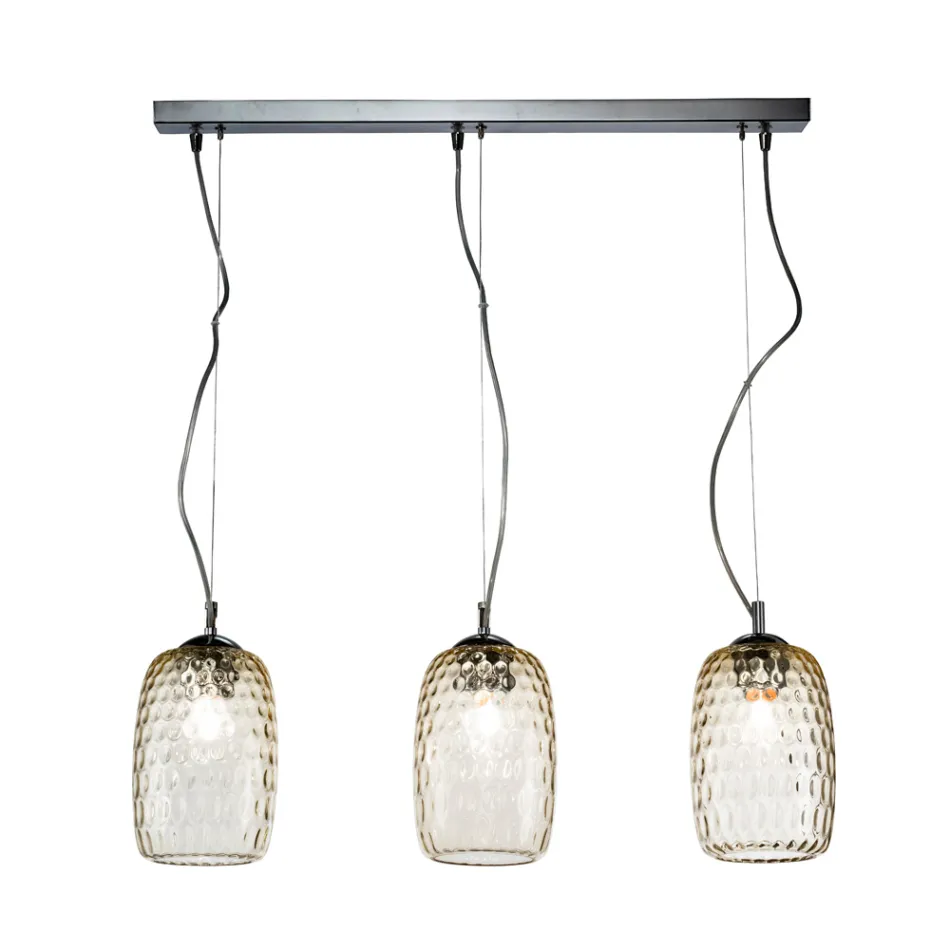 Lustre en verre soufflé à la main à deux ou trois lumières, fabriqué en Italie - Sibilla Viadurini