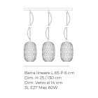 Lustre en verre soufflé à la main à deux ou trois lumières, fabriqué en Italie - Sibilla Viadurini