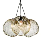 Lustre Lucilla à trois lumières en verre soufflé vénitien, fabriqué en Italie. Viadurini