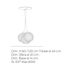 Lustre Lucilla à trois lumières en verre soufflé vénitien, fabriqué en Italie. Viadurini
