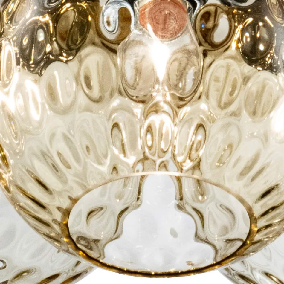 Lustre Lucilla à trois lumières en verre soufflé vénitien, fabriqué en Italie. Viadurini