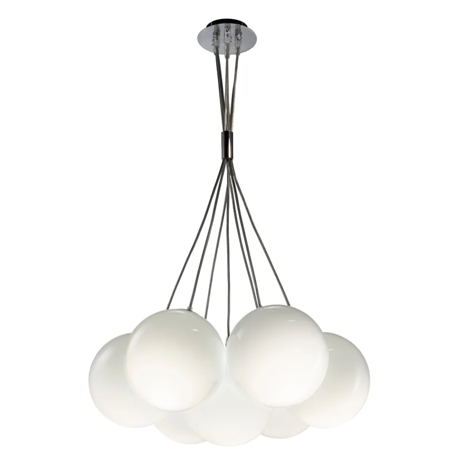Lustre Althea à sept lumières en verre poli ou satiné, fabriqué en Italie Viadurini