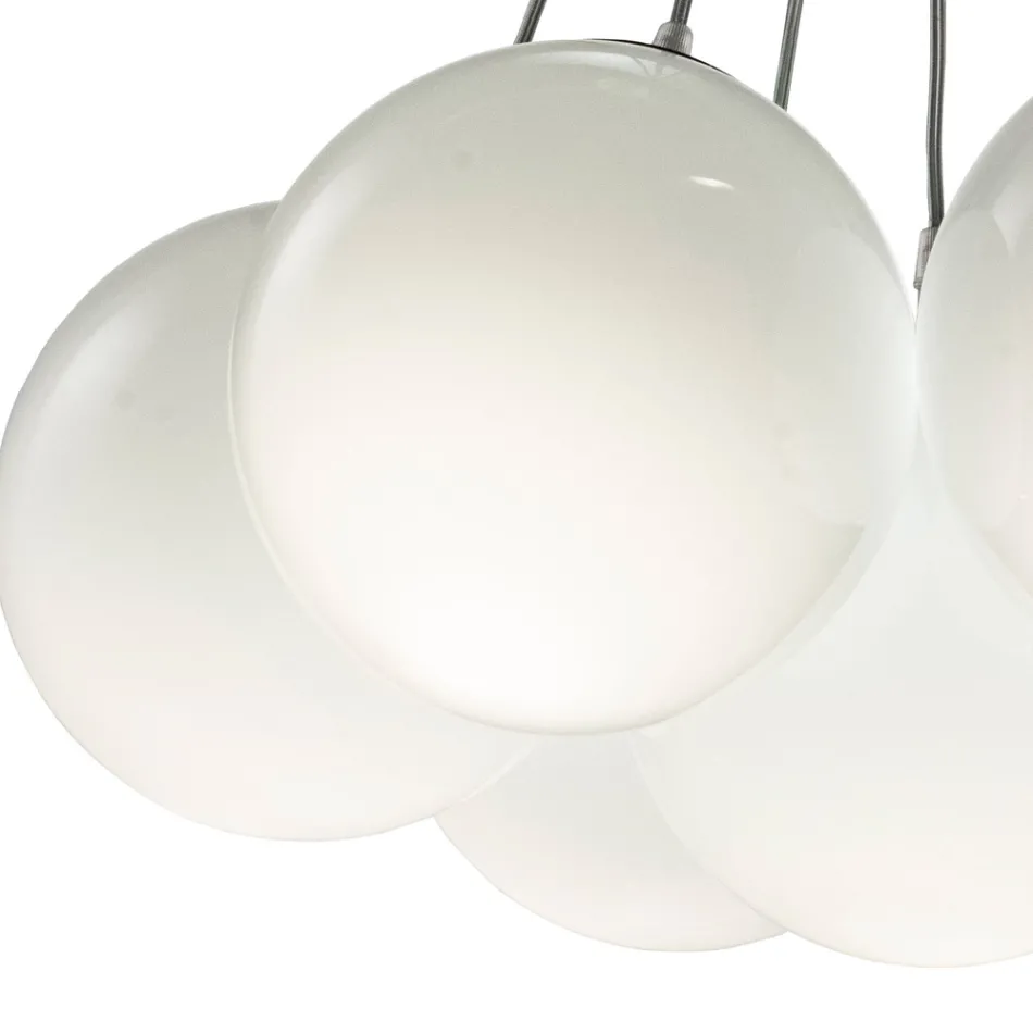 Lustre Althea à sept lumières en verre poli ou satiné, fabriqué en Italie Viadurini