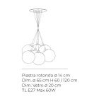 Lustre à sept lumières en verre poli ou satiné, fabriqué en Italie - Althea Viadurini